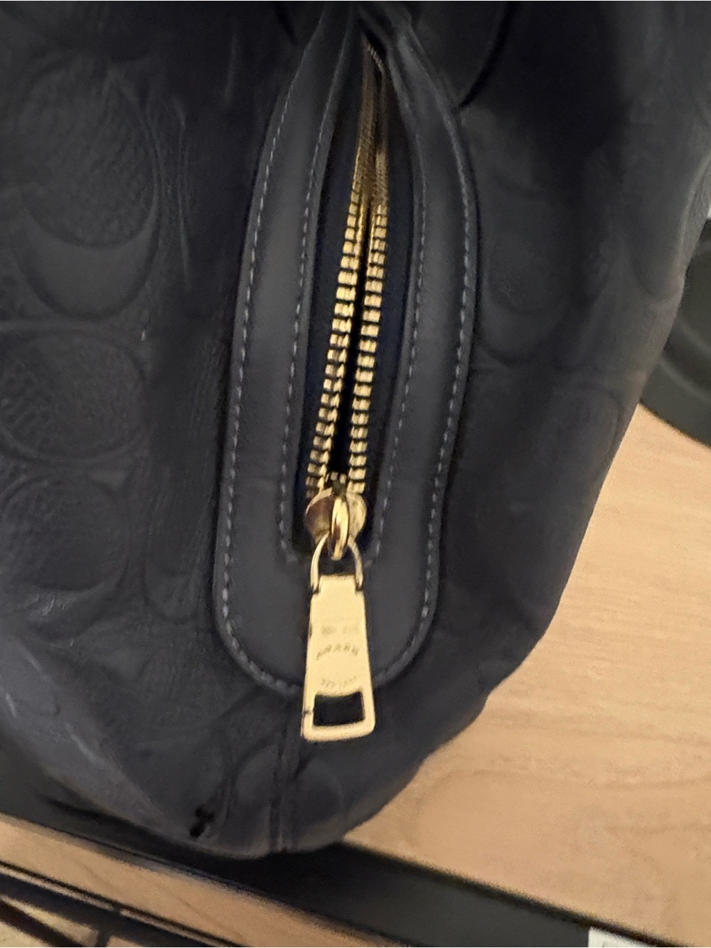 Coach Black Embossed Signature Leather Shoulder Bag - Picture 6 of 10